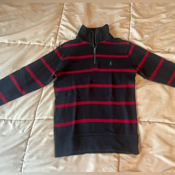 Polo by Ralph Lauren Black and Red Striped Kids Shirt - Picture 1 of 4
